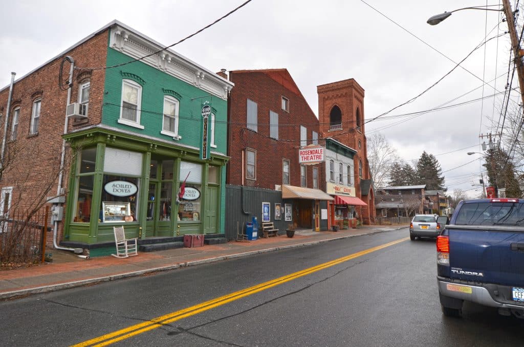 Rosendale Theatre street view before renovations.