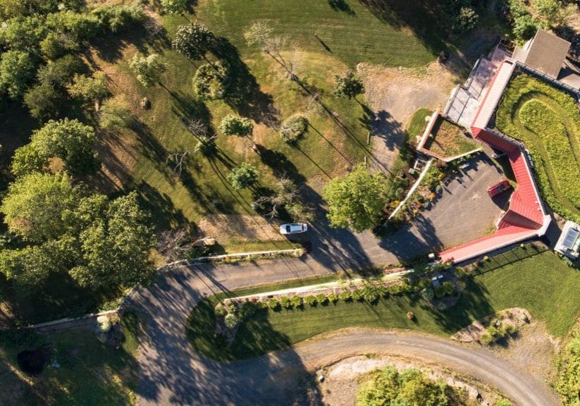 Aerial View of Earth Sheltered Home in Kingston, NY